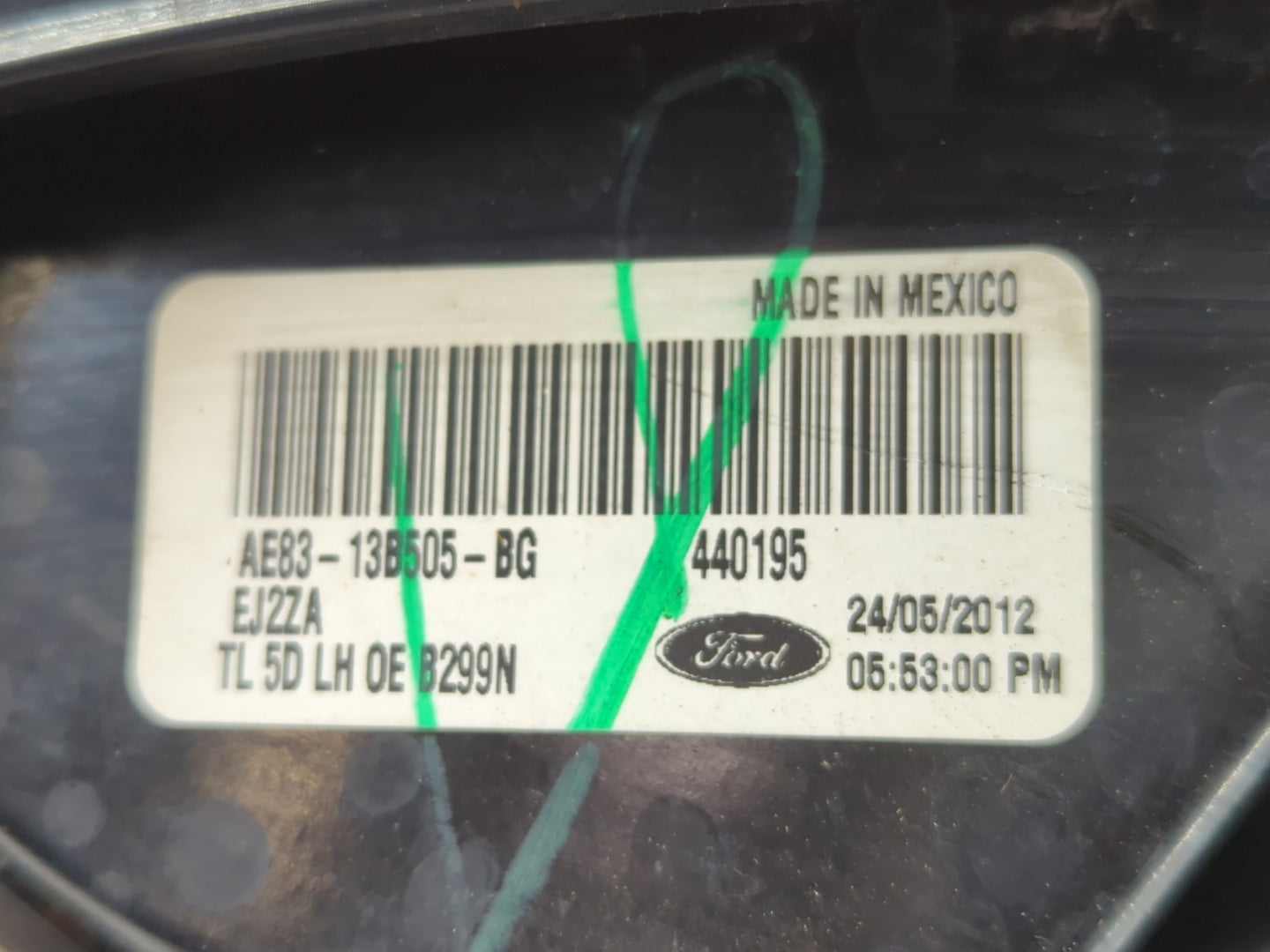2011-2013 Ford Fiesta Tail Light Assembly Driver Left OEM P/N:AE83-13B505-BG Fits Fits 2011 2012 2013 OEM Used Auto Parts - 