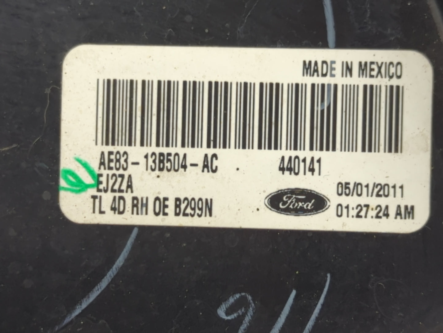 2011-2013 Ford Fiesta Tail Light Assembly Passenger Right OEM P/N:AE83-13B504-AC Fits Fits 2011 2012 2013 OEM Used Auto Part