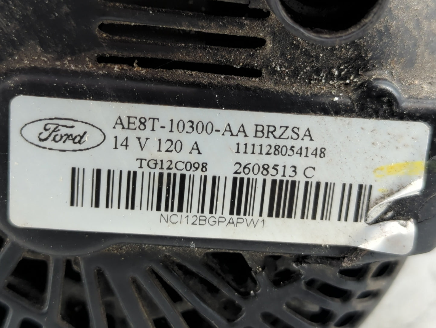 2011-2019 Ford Fiesta Alternator Replacement Generator Charging Assembly Engine OEM P/N:AE8T-10300-AA Fits OEM Used Auto Par