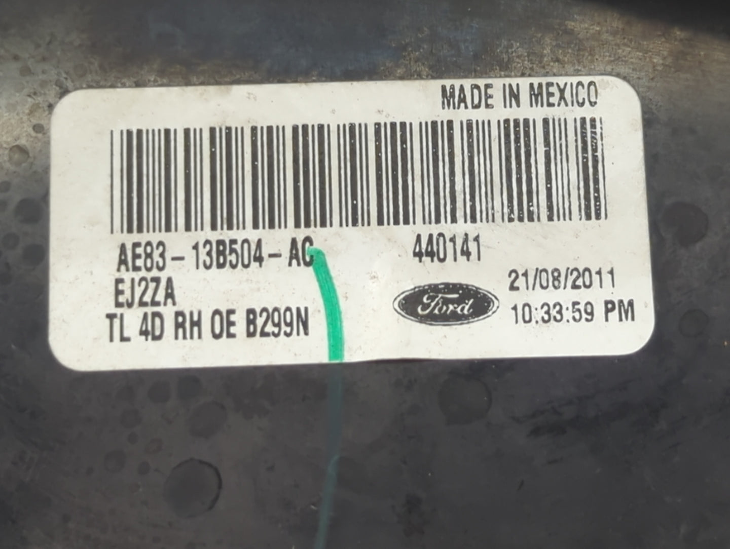 2011-2013 Ford Fiesta Tail Light Assembly Passenger Right OEM P/N:AE83-13B504-AC Fits Fits 2011 2012 2013 OEM Used Auto Part