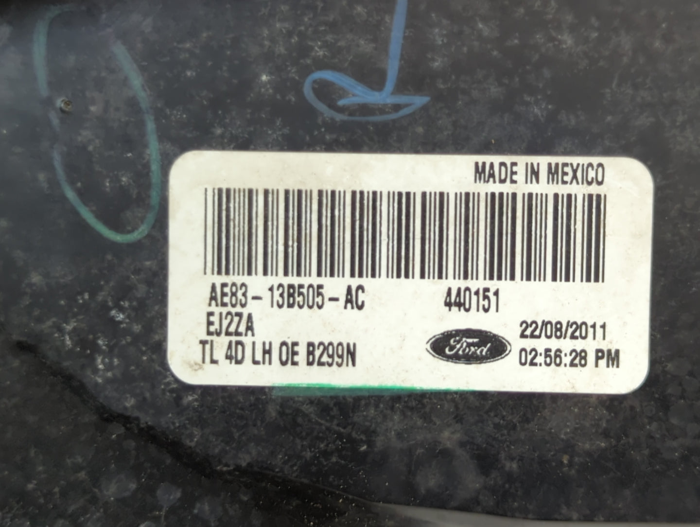2011-2013 Ford Fiesta Tail Light Assembly Driver Left OEM P/N:AE83-13B505-AC Fits Fits 2011 2012 2013 OEM Used Auto Parts - 