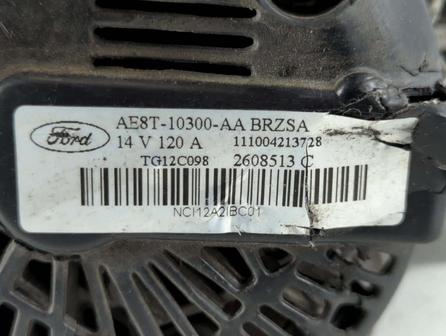 2011-2019 Ford Fiesta Alternator Replacement Generator Charging Assembly Engine OEM P/N:AE8T-10300-AA Fits OEM Used Auto Par
