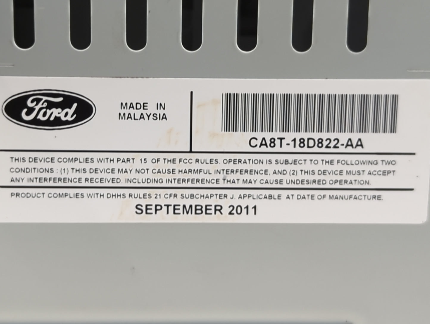 2011-2012 Ford Flex Radio AM FM Cd Player Receiver Replacement P/N:CA8T-18D822-AA Fits Fits 2011 2012 OEM Used Auto Parts - 