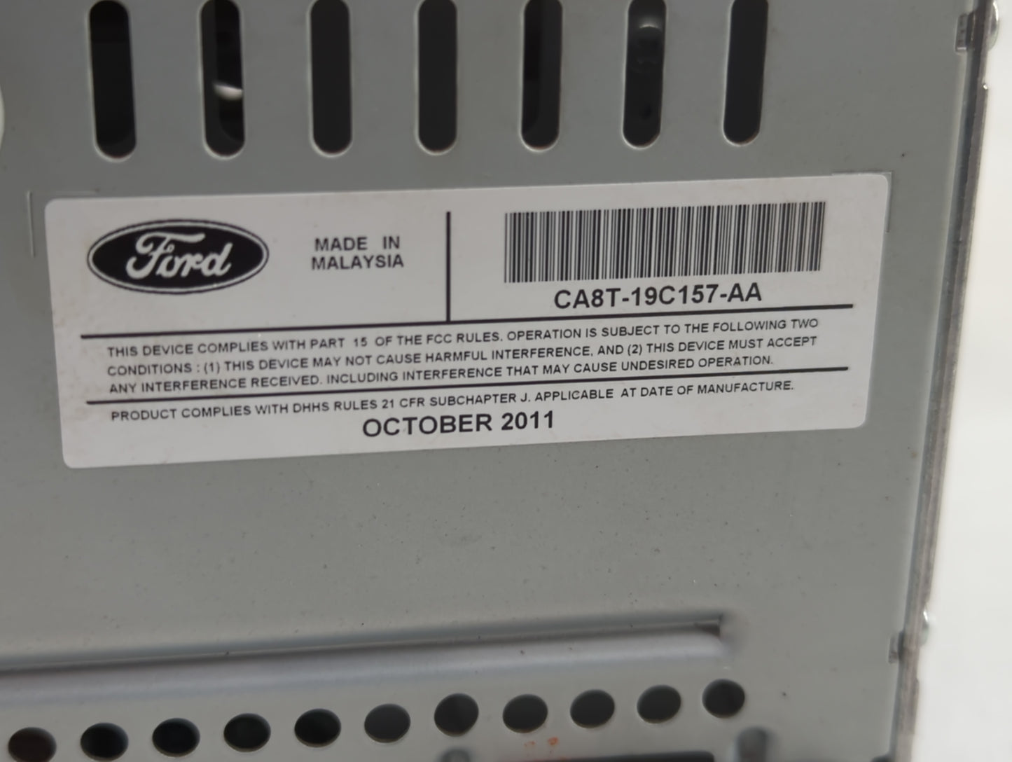 2011-2012 Ford Flex Radio AM FM Cd Player Receiver Replacement P/N:CA8T-19C157-AA Fits Fits 2011 2012 OEM Used Auto Parts - 
