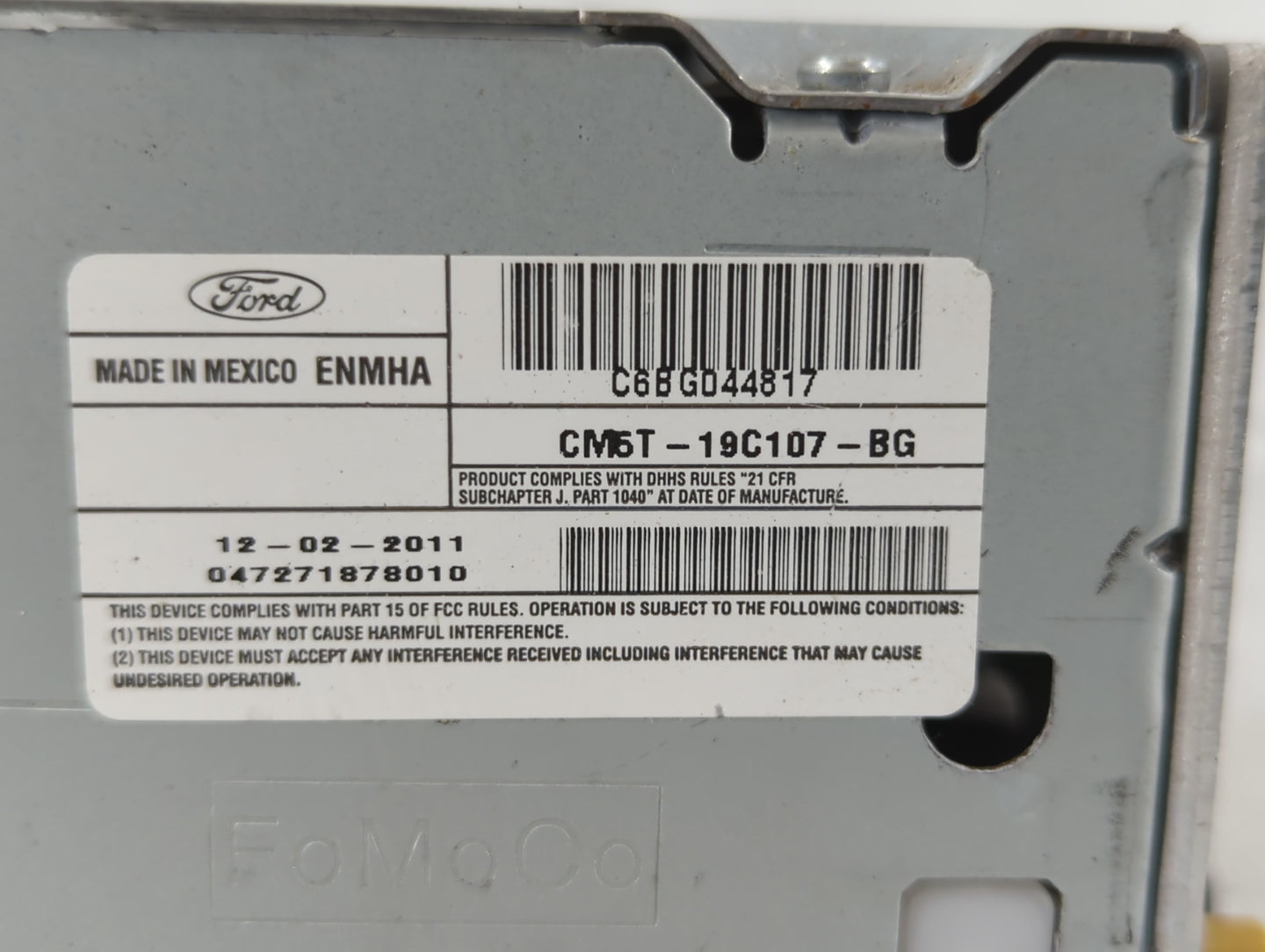 2012-2014 Ford Focus Radio AM FM Cd Player Receiver Replacement P/N:CM5T-19C107-BG Fits Fits 2012 2013 2014 OEM Used Auto Pa
