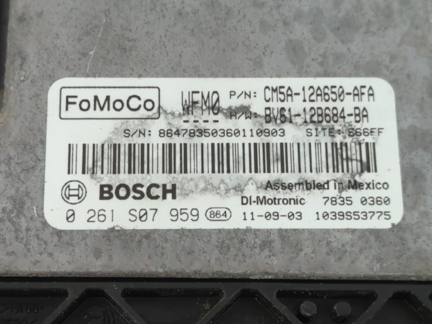 2012-2013 Ford Focus PCM Engine Control Computer ECU ECM PCU OEM P/N:CM5A-12A650-AFA Fits Fits 2012 2013 OEM Used Auto Parts