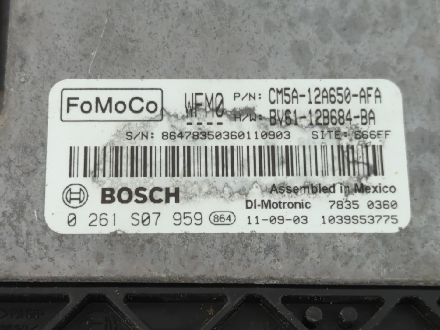 2012-2013 Ford Focus PCM Engine Control Computer ECU ECM PCU OEM P/N:CM5A-12A650-AFA Fits Fits 2012 2013 OEM Used Auto Parts