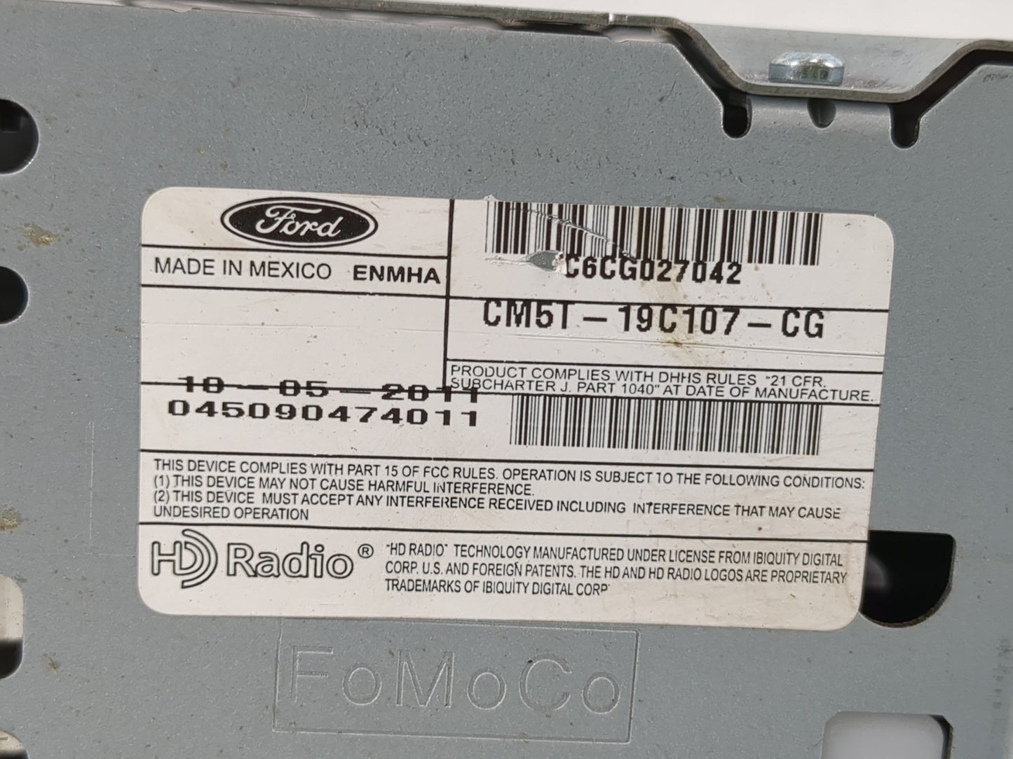 2012 Ford Focus Radio AM FM Cd Player Receiver Replacement P/N:CM5T-19C107-CG Fits OEM Used Auto Parts - Oemusedautoparts1.c