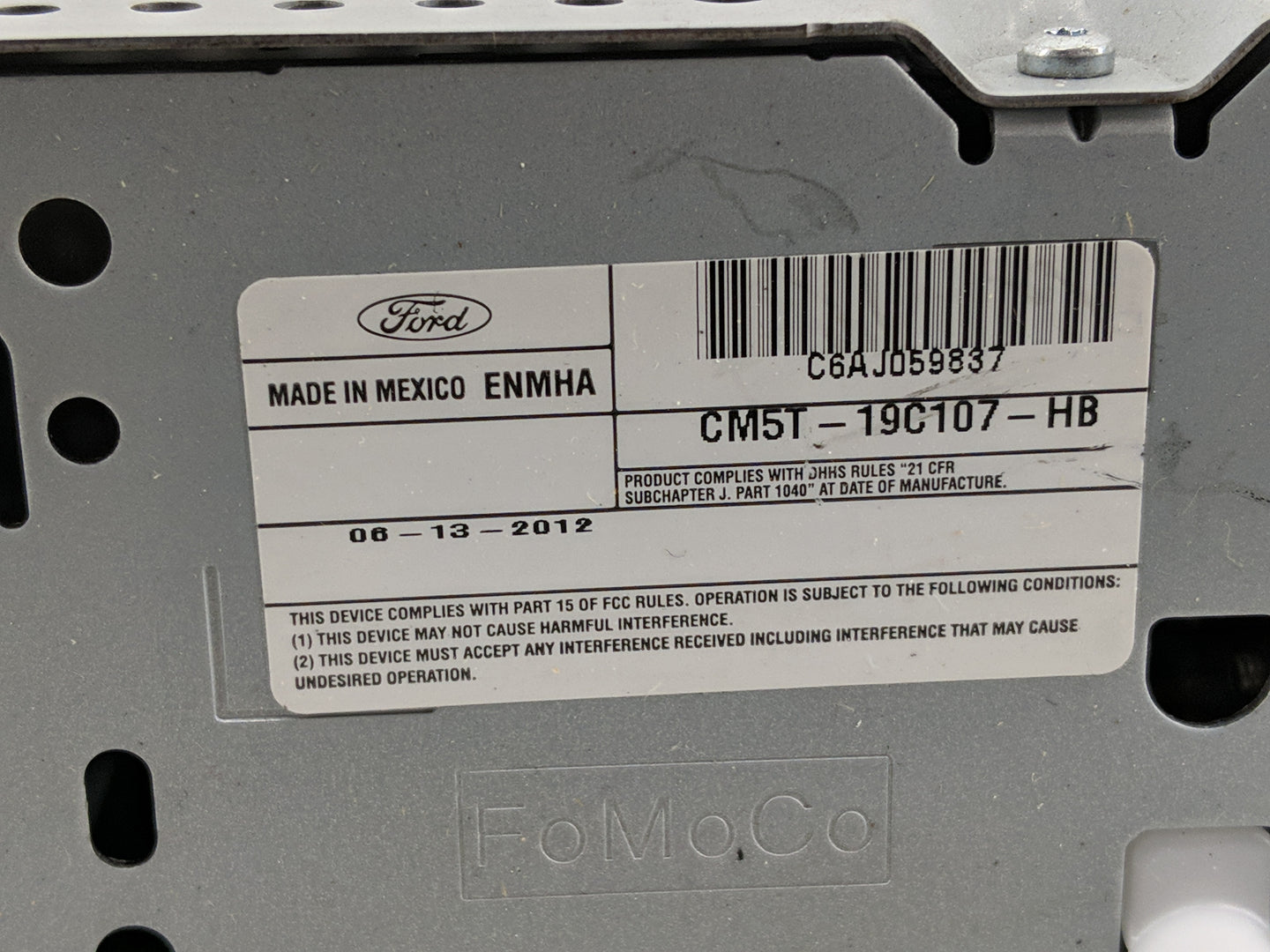 2012 Ford Focus Radio AM FM Cd Player Receiver Replacement P/N:CM5T-19C107-AG Fits OEM Used Auto Parts - Oemusedautoparts1.c