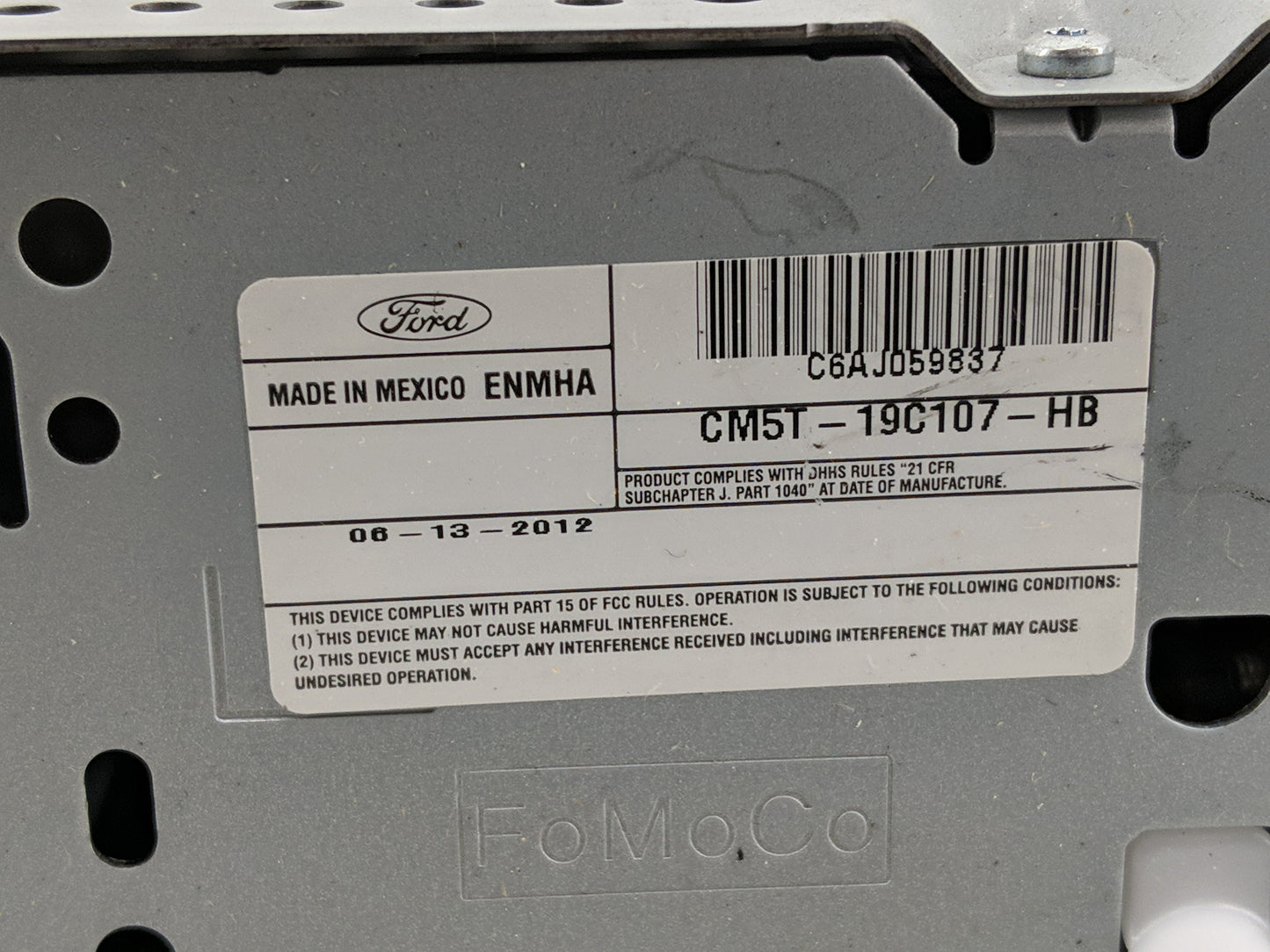 2012 Ford Focus Radio AM FM Cd Player Receiver Replacement P/N:CM5T-19C107-AG Fits OEM Used Auto Parts - Oemusedautoparts1.c