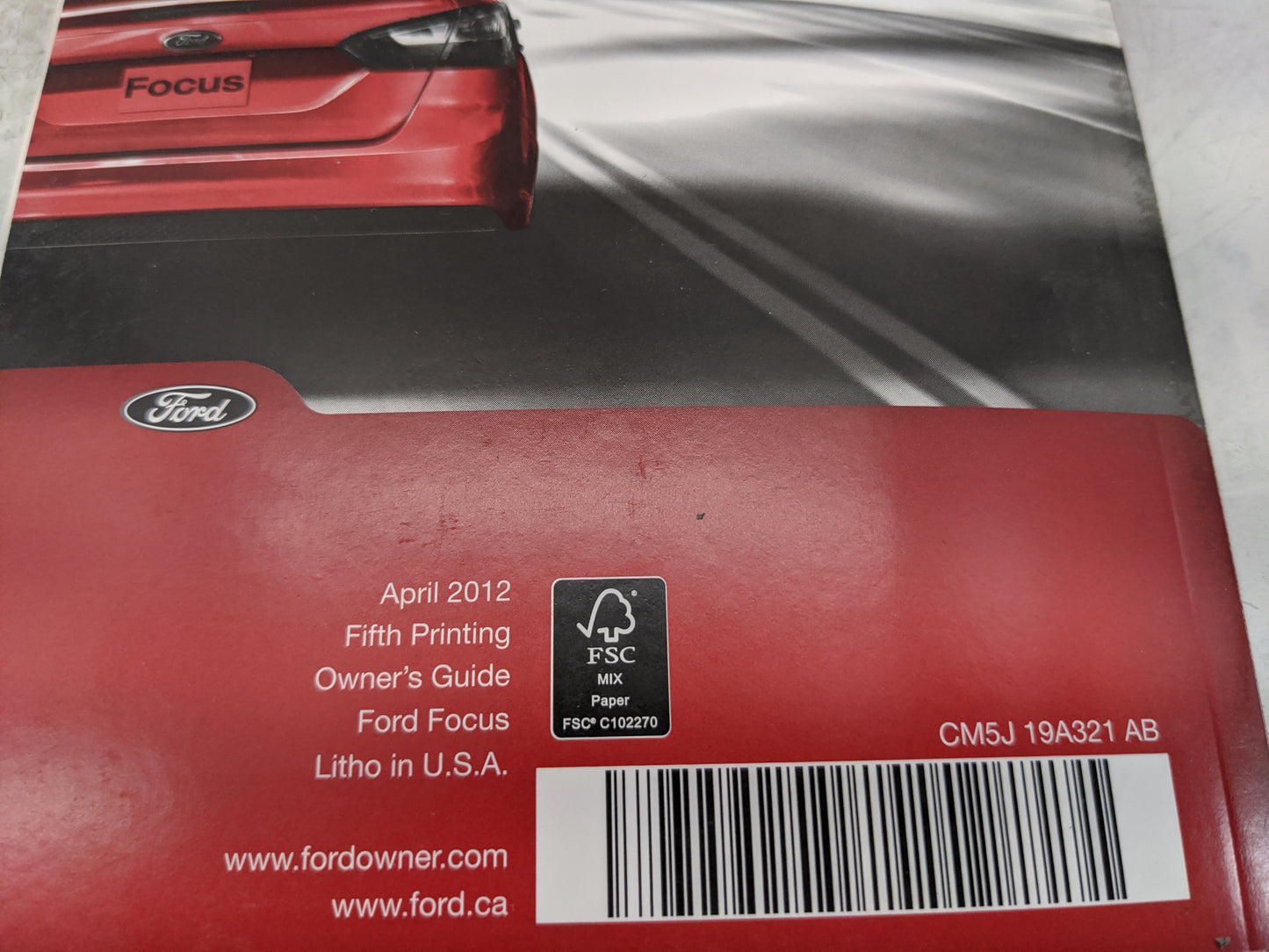 2012 Ford Focus Owners Manual Book Guide P/N:CM5J 19A321 OEM Used Auto Parts - Oemusedautoparts1.com