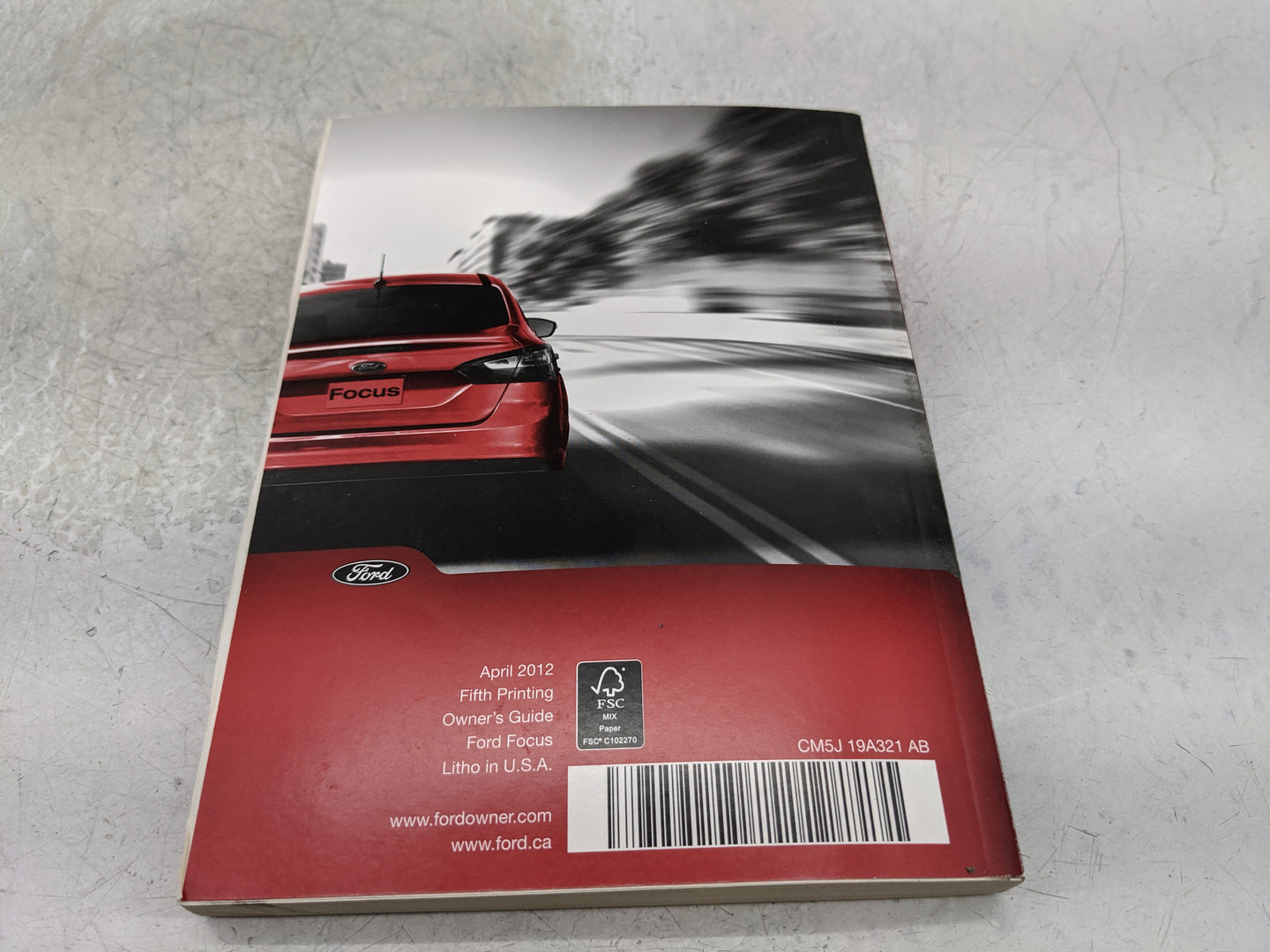 2012 Ford Focus Owners Manual Book Guide P/N:CM5J 19A321 OEM Used Auto Parts - Oemusedautoparts1.com
