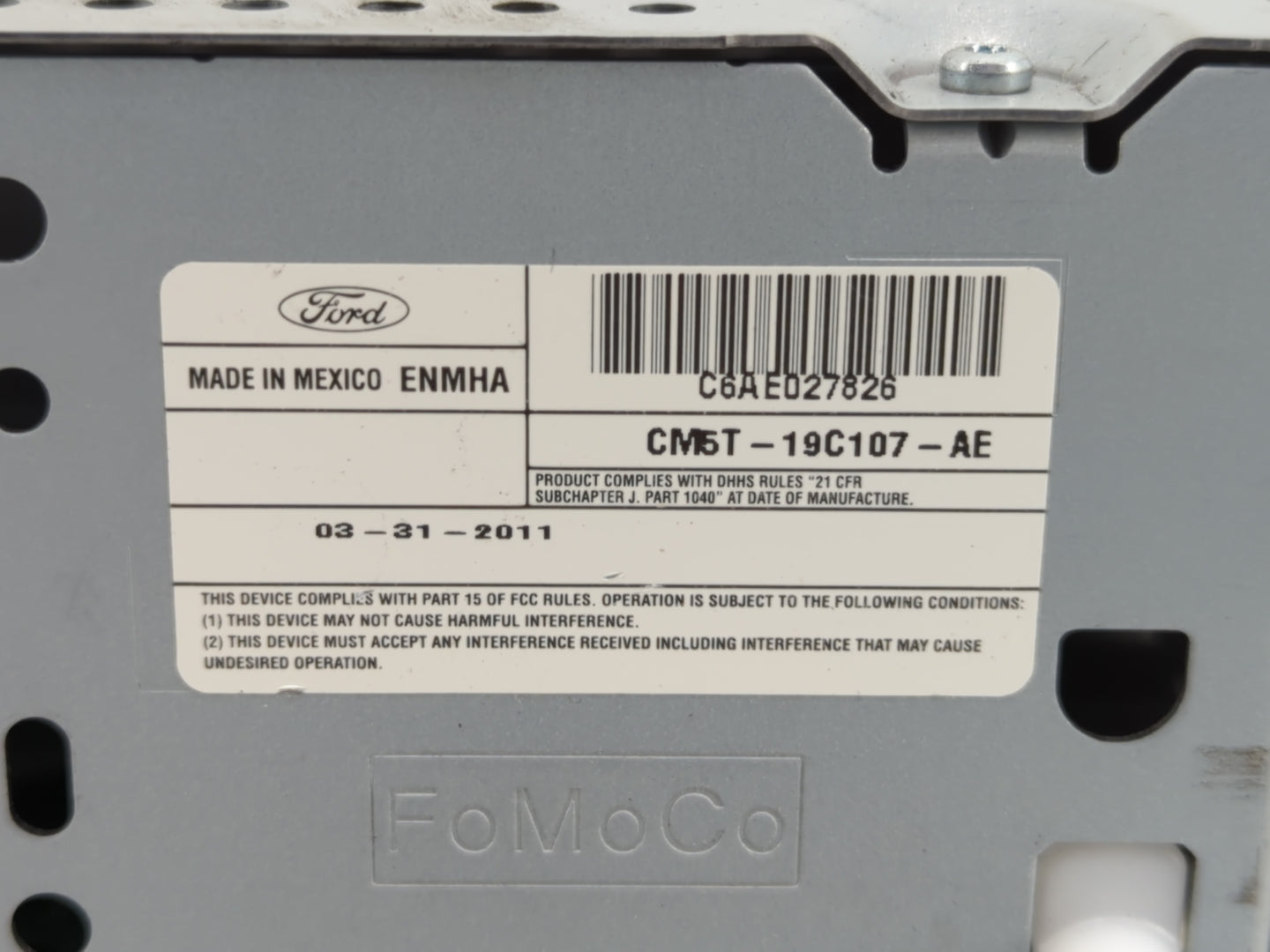 2012 Ford Focus Radio AM FM Cd Player Receiver Replacement P/N:CM5T-19C107-AE Fits OEM Used Auto Parts - Oemusedautoparts1.c