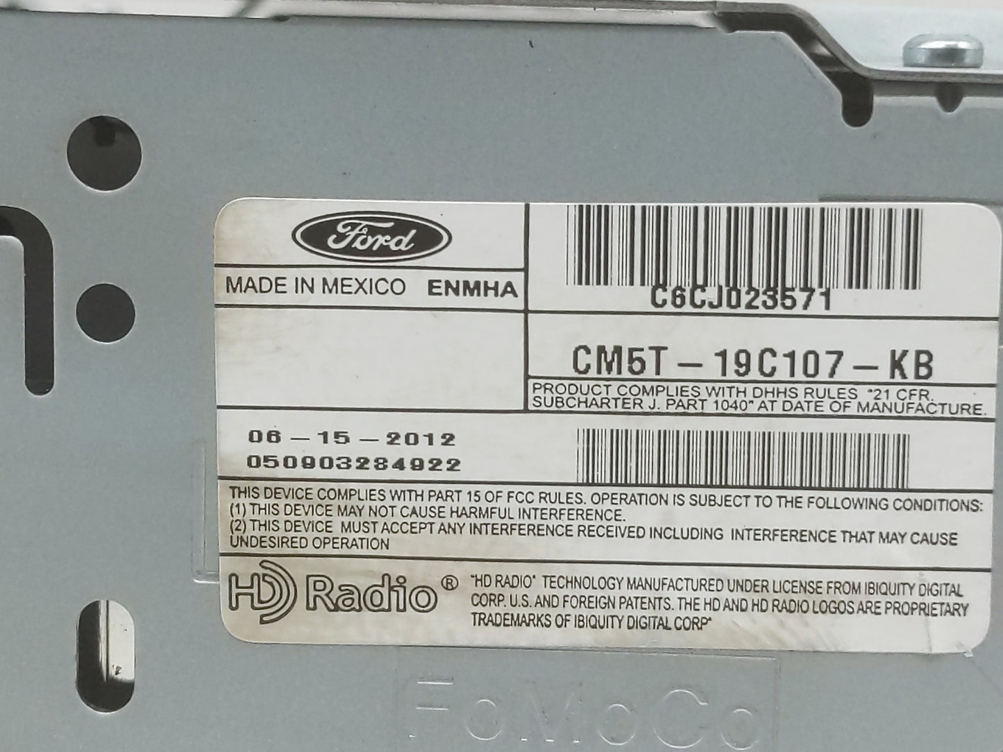 2012-2014 Ford Focus Radio AM FM Cd Player Receiver Replacement P/N:CM5T-19C107-KB Fits Fits 2012 2013 2014 OEM Used Auto Pa