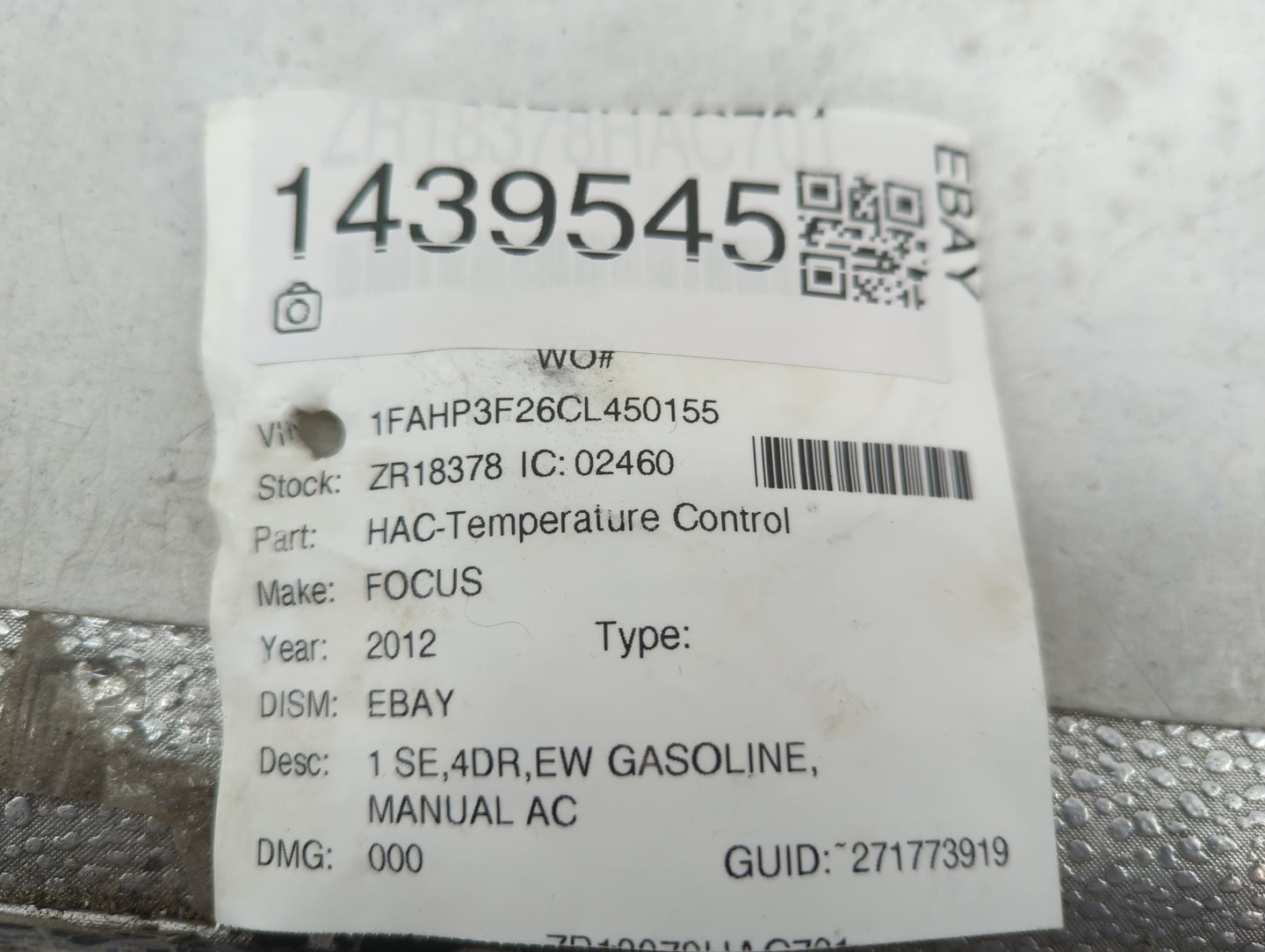 2012 Ford Focus Climate Control Module Temperature AC/Heater Replacement Fits OEM Used Auto Parts - Oemusedautoparts1.com