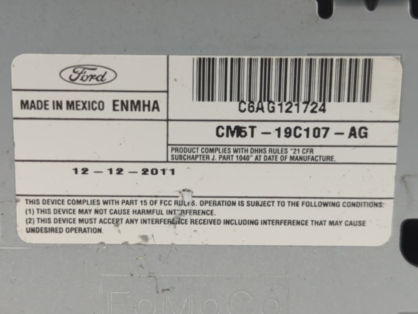 2012-2014 Ford Focus Radio AM FM Cd Player Receiver Replacement P/N:CM5T-19C107-AG C6AG121724, A12510057 Fits Fits 2012 2013