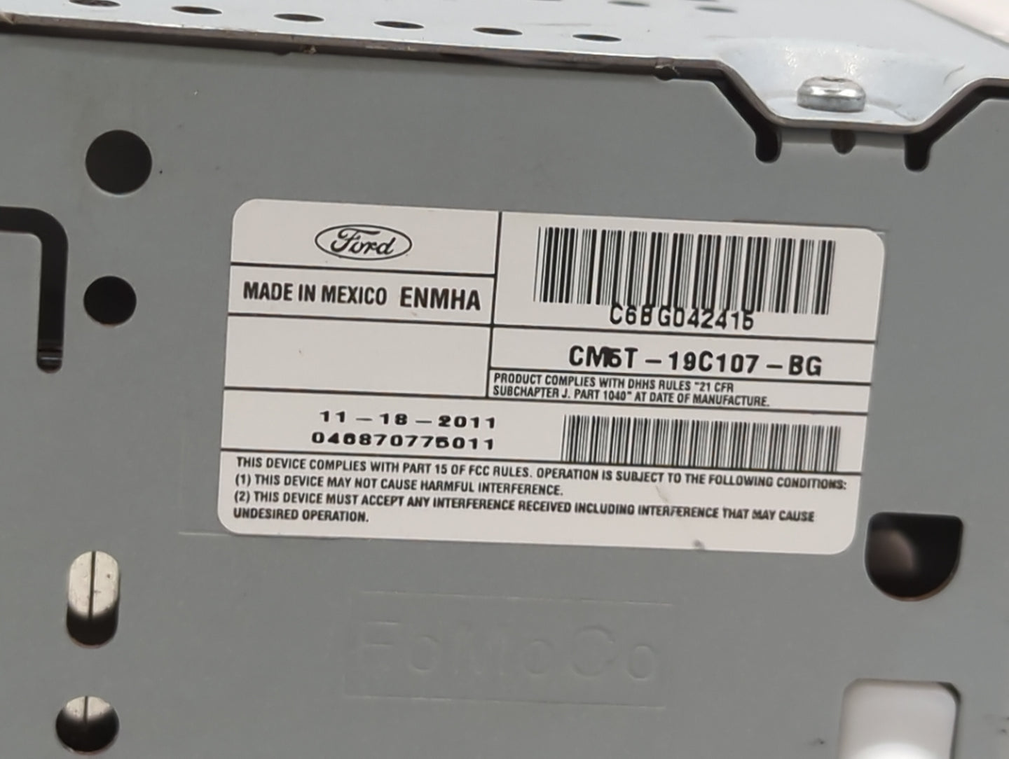 2012 Ford Focus Radio AM FM Cd Player Receiver Replacement P/N:CM5T-19C107-BG A12489395, A12510517 Fits OEM Used Auto Parts 