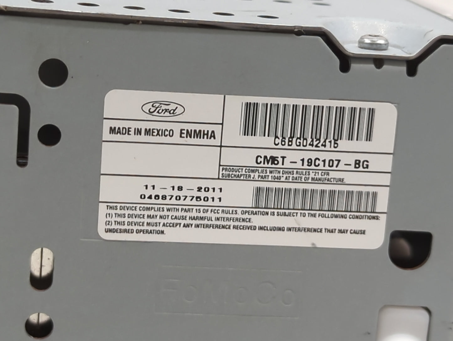 2012 Ford Focus Radio AM FM Cd Player Receiver Replacement P/N:CM5T-19C107-BG A12489395, A12510517 Fits OEM Used Auto Parts 