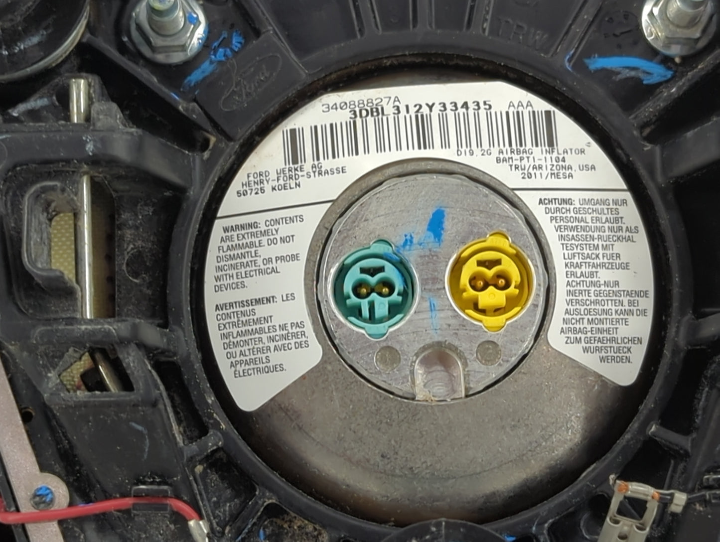 2012 Ford Focus Air Bag Driver Left Steering Wheel Mounted Black - Oemusedautoparts1.com