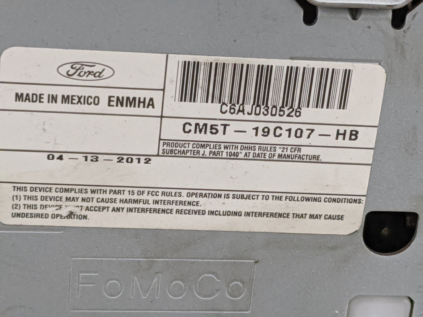 2012-2014 Ford Focus Radio AM FM Cd Player Receiver Replacement P/N:CM5T-19C107-HB C6AJ030526 Fits Fits 2012 2013 2014 OEM U
