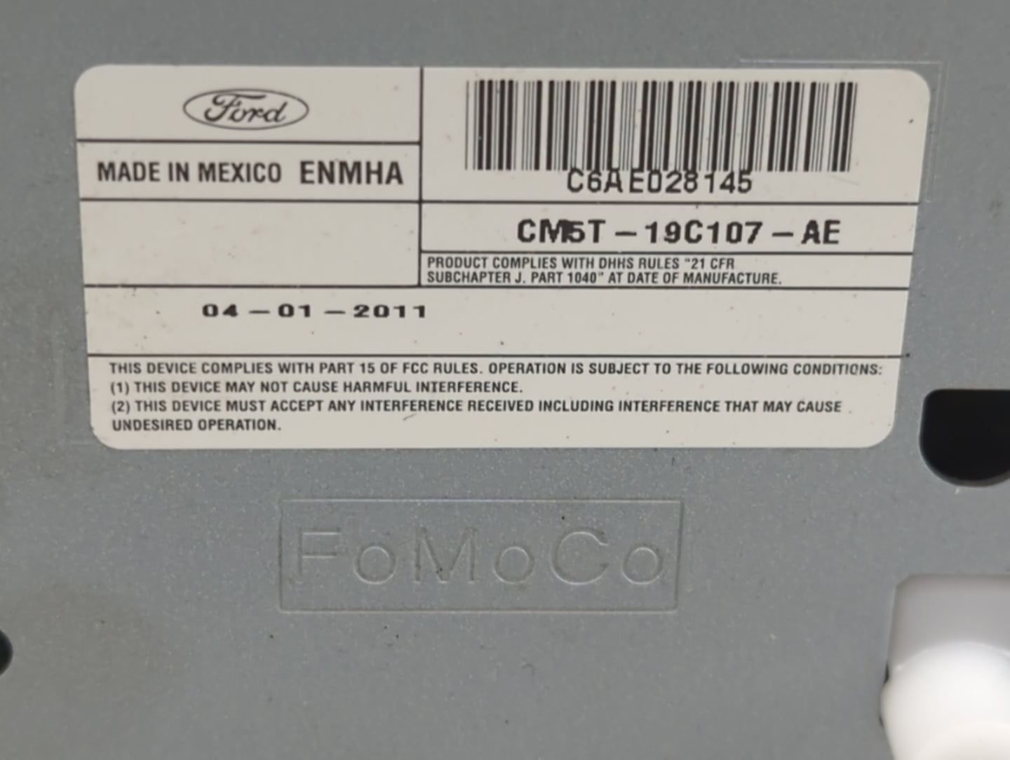 2012-2014 Ford Focus Radio AM FM Cd Player Receiver Replacement P/N:CM5T-19C107-AE A12418899 Fits Fits 2012 2013 2014 OEM Us