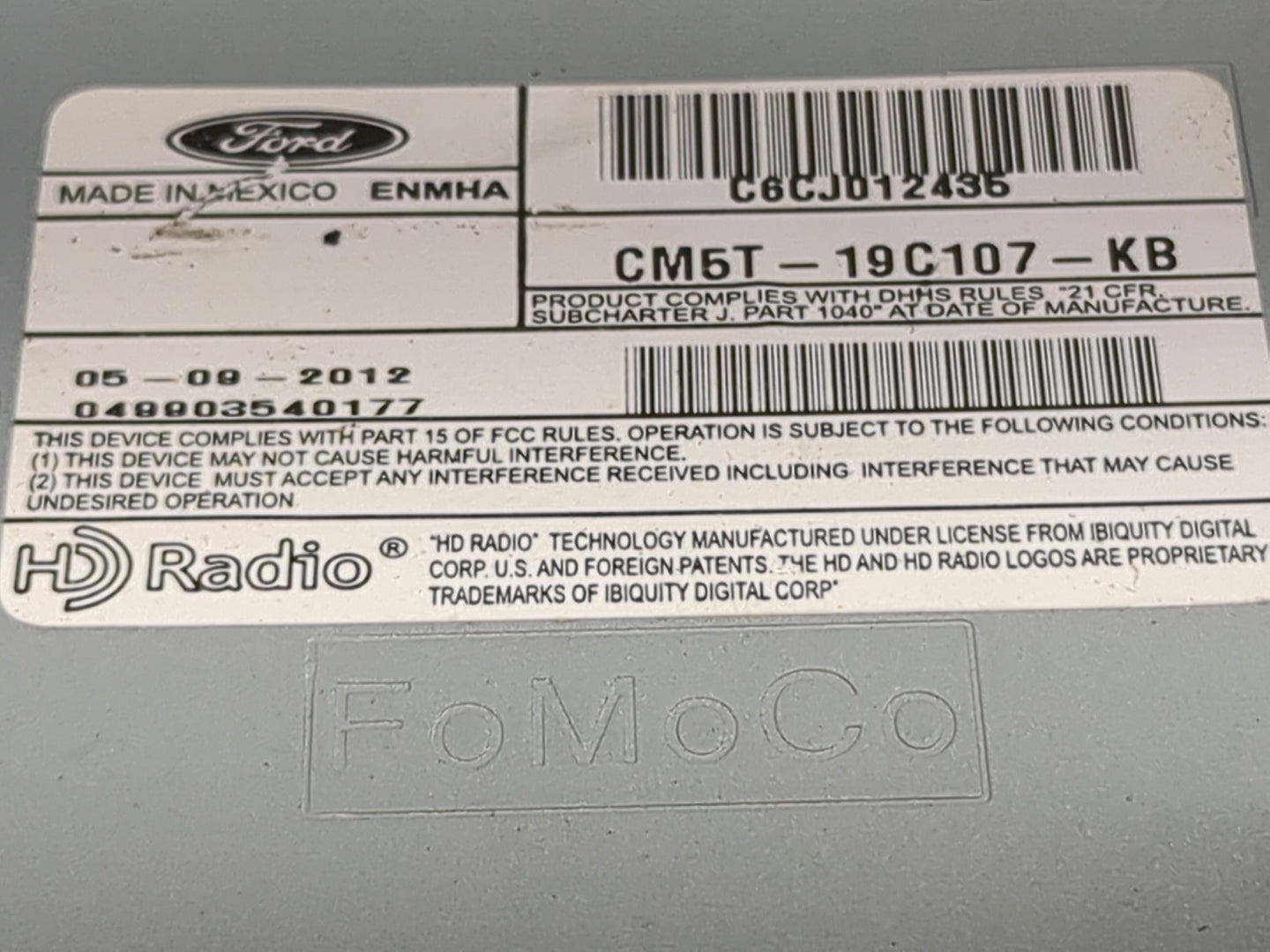 2012-2014 Ford Focus Radio AM FM Cd Player Receiver Replacement P/N:CM5T-19C107-KB C6CJ012435 Fits Fits 2012 2013 2014 OEM U