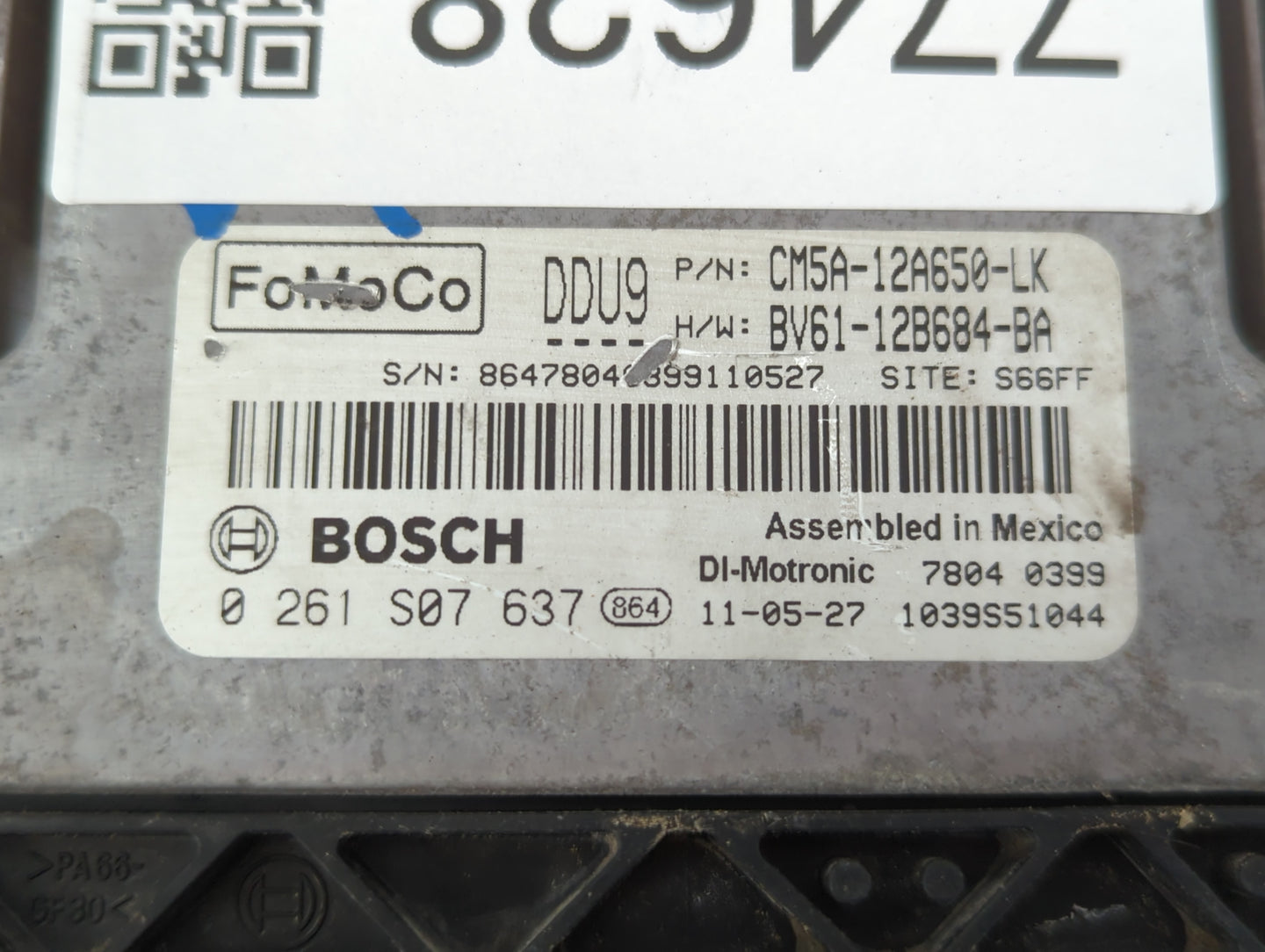 2012-2013 Ford Focus PCM Engine Control Computer ECU ECM PCU OEM P/N:0 261 S07 637 BV61-12B684-BA Fits Fits 2012 2013 OEM Us