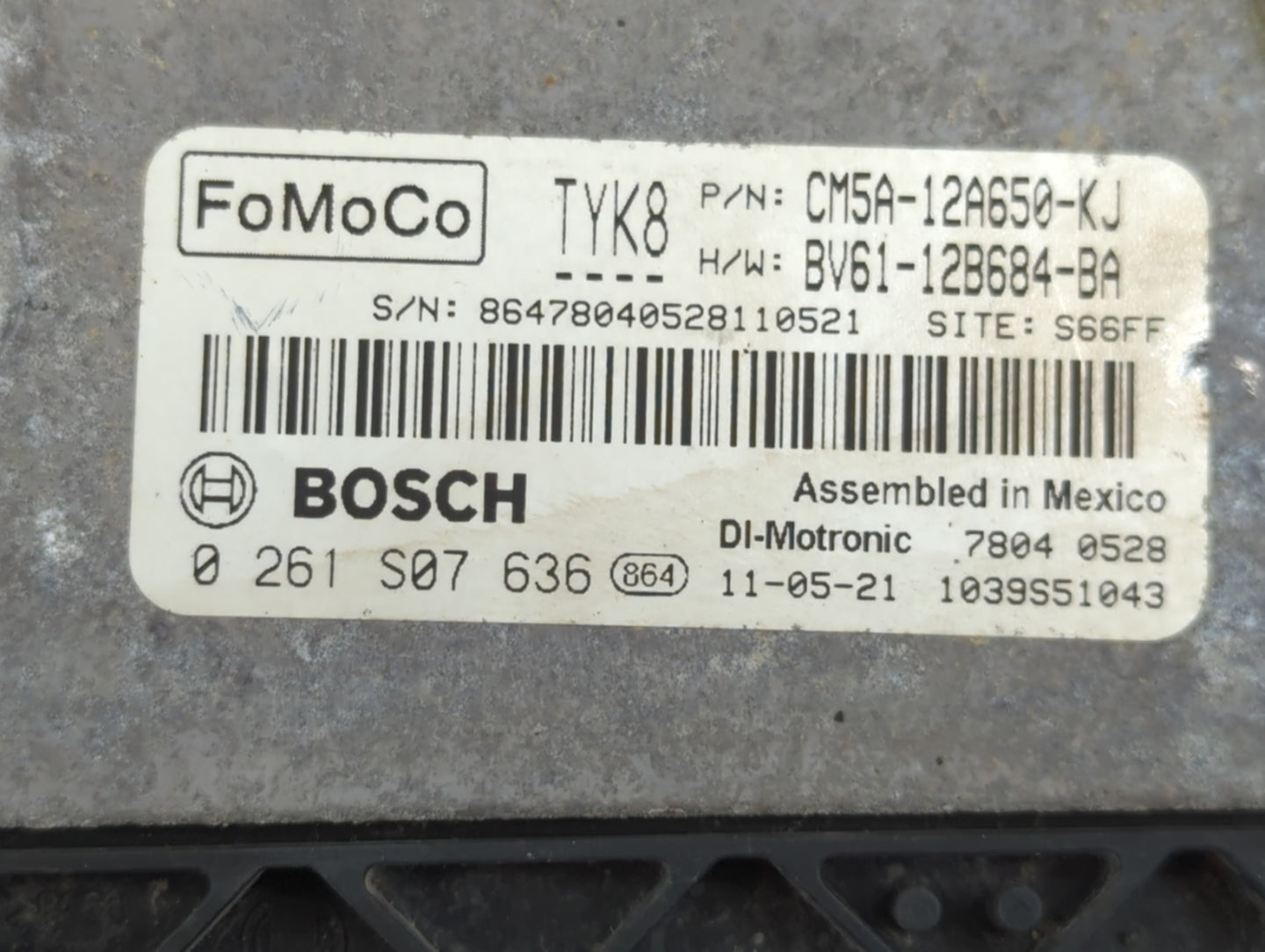 2012-2013 Ford Focus PCM Engine Control Computer ECU ECM PCU OEM P/N:CM5A-12A650-KJ Fits Fits 2012 2013 OEM Used Auto Parts 