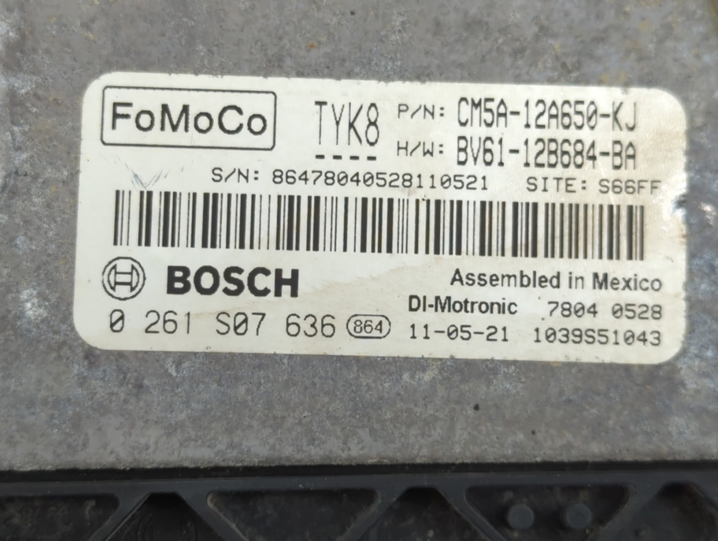 2012-2013 Ford Focus PCM Engine Control Computer ECU ECM PCU OEM P/N:CM5A-12A650-KJ Fits Fits 2012 2013 OEM Used Auto Parts 