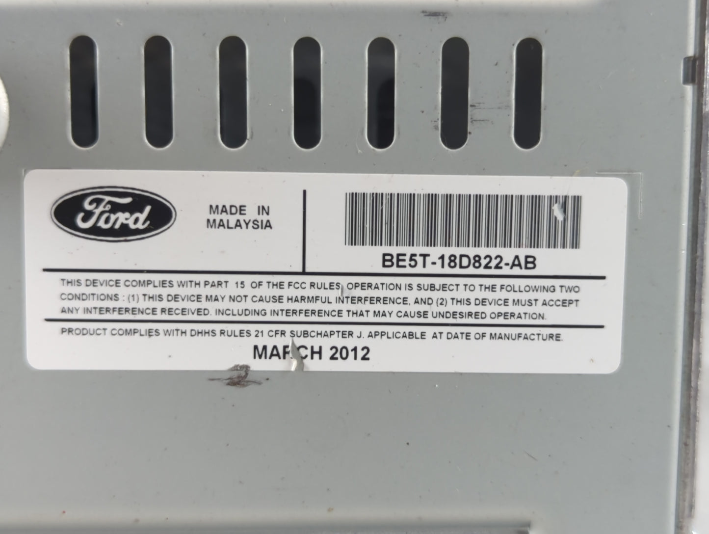 2011-2012 Ford Fusion Radio AM FM Cd Player Receiver Replacement P/N:BE5T-18D822-AB Fits Fits 2011 2012 OEM Used Auto Parts 