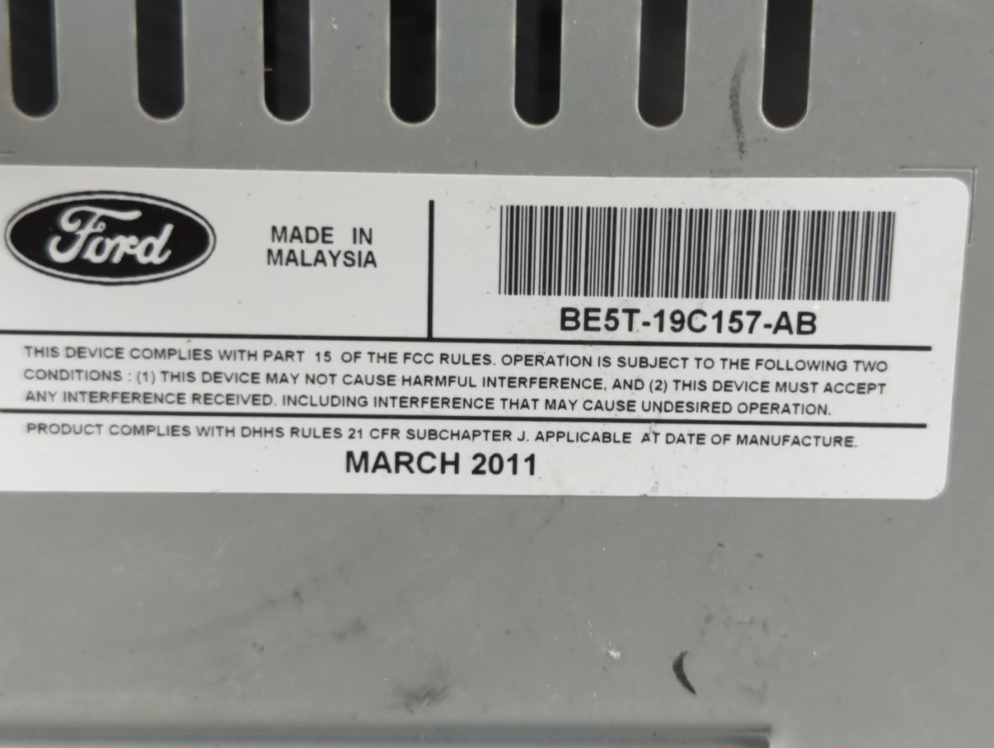 2010-2012 Ford Fusion Radio AM FM Cd Player Receiver Replacement P/N:BE5T-19C157-AB Fits Fits 2010 2011 2012 OEM Used Auto P