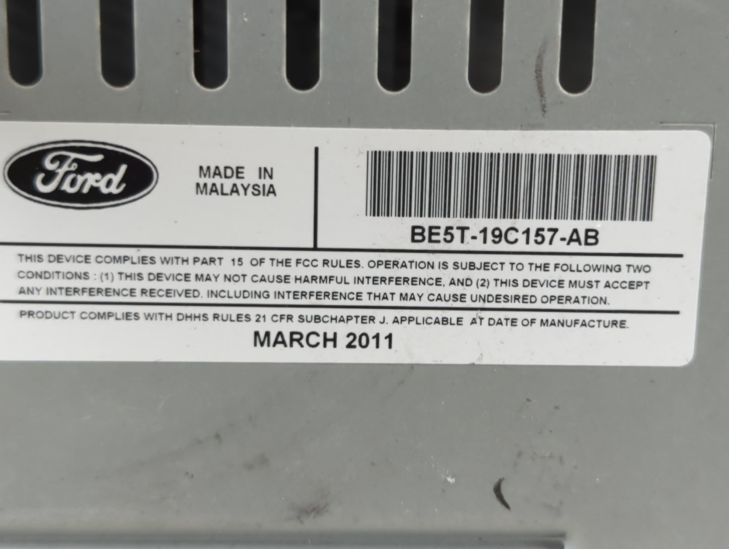 2010-2012 Ford Fusion Radio AM FM Cd Player Receiver Replacement P/N:BE5T-19C157-AB Fits Fits 2010 2011 2012 OEM Used Auto P