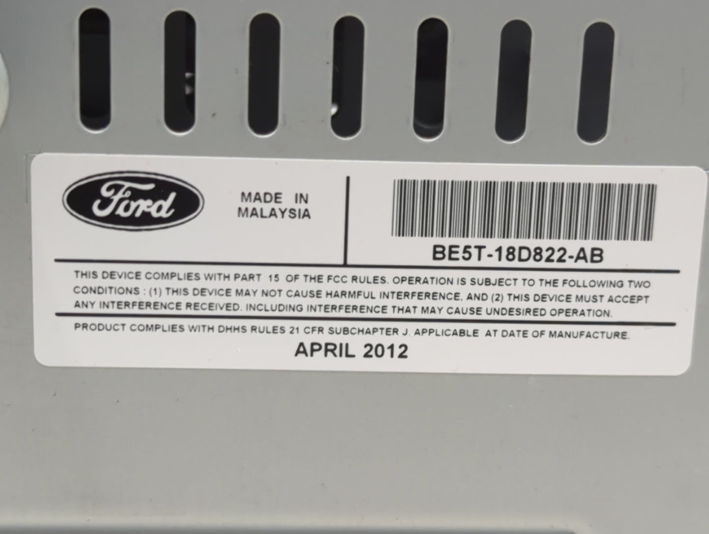 2011-2012 Ford Fusion Radio AM FM Cd Player Receiver Replacement P/N:BE5T-18D822-AB Fits Fits 2011 2012 OEM Used Auto Parts 