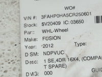 2006-2012 Ford Fusion Spare Donut Tire Wheel Rim Oem - Oemusedautoparts1.com