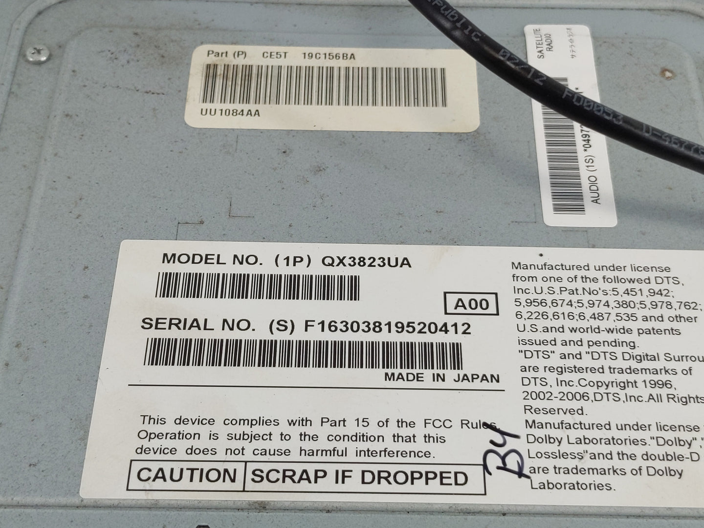2012 Ford Fusion Radio AM FM Cd Player Receiver Replacement P/N:QX3823UA Fits OEM Used Auto Parts - Oemusedautoparts1.com
