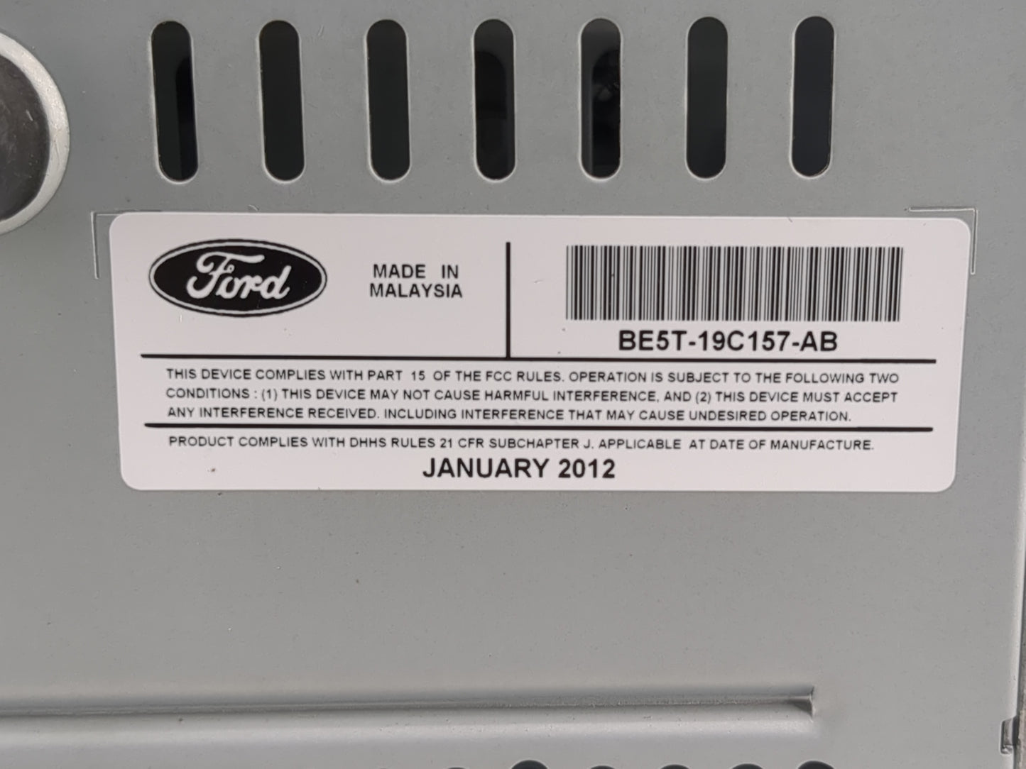 2011-2012 Ford Fusion Radio AM FM Cd Player Receiver Replacement P/N:BE5T-19C157-AB Fits Fits 2011 2012 OEM Used Auto Parts 