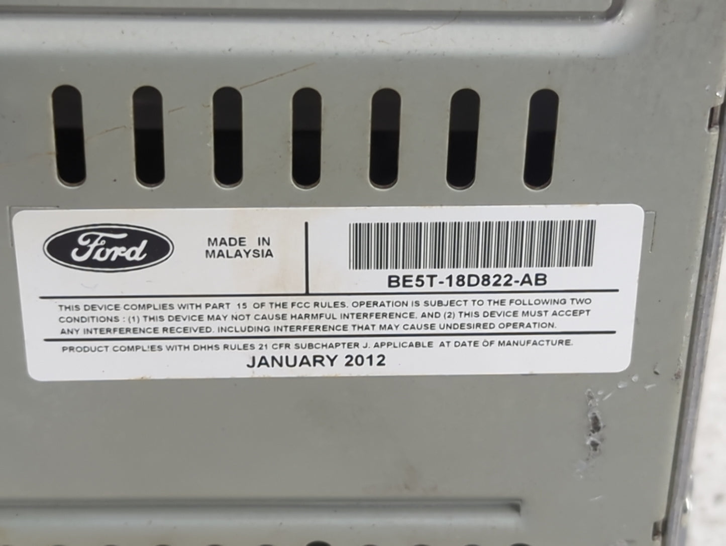 2011-2012 Ford Fusion Radio AM FM Cd Player Receiver Replacement P/N:BE5T-18D822-AB Fits Fits 2011 2012 OEM Used Auto Parts 