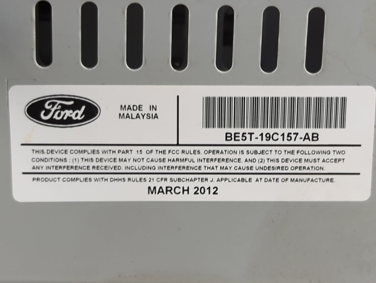 2010-2012 Ford Fusion Radio AM FM Cd Player Receiver Replacement P/N:BE5T-19C157-AB Fits Fits 2010 2011 2012 OEM Used Auto P