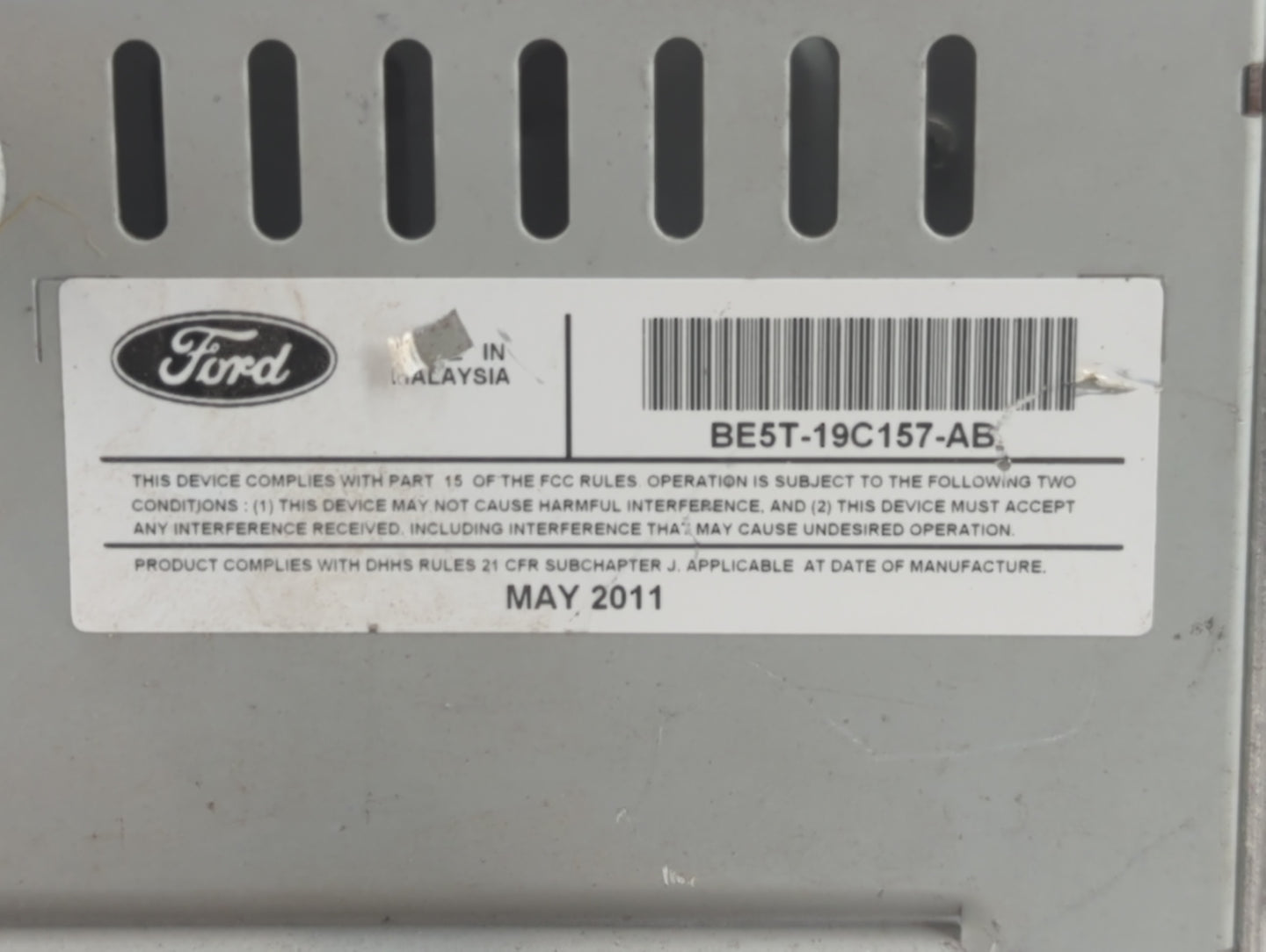 2010-2012 Ford Fusion Radio AM FM Cd Player Receiver Replacement P/N:BE5T-19C157-AB Fits Fits 2010 2011 2012 OEM Used Auto P