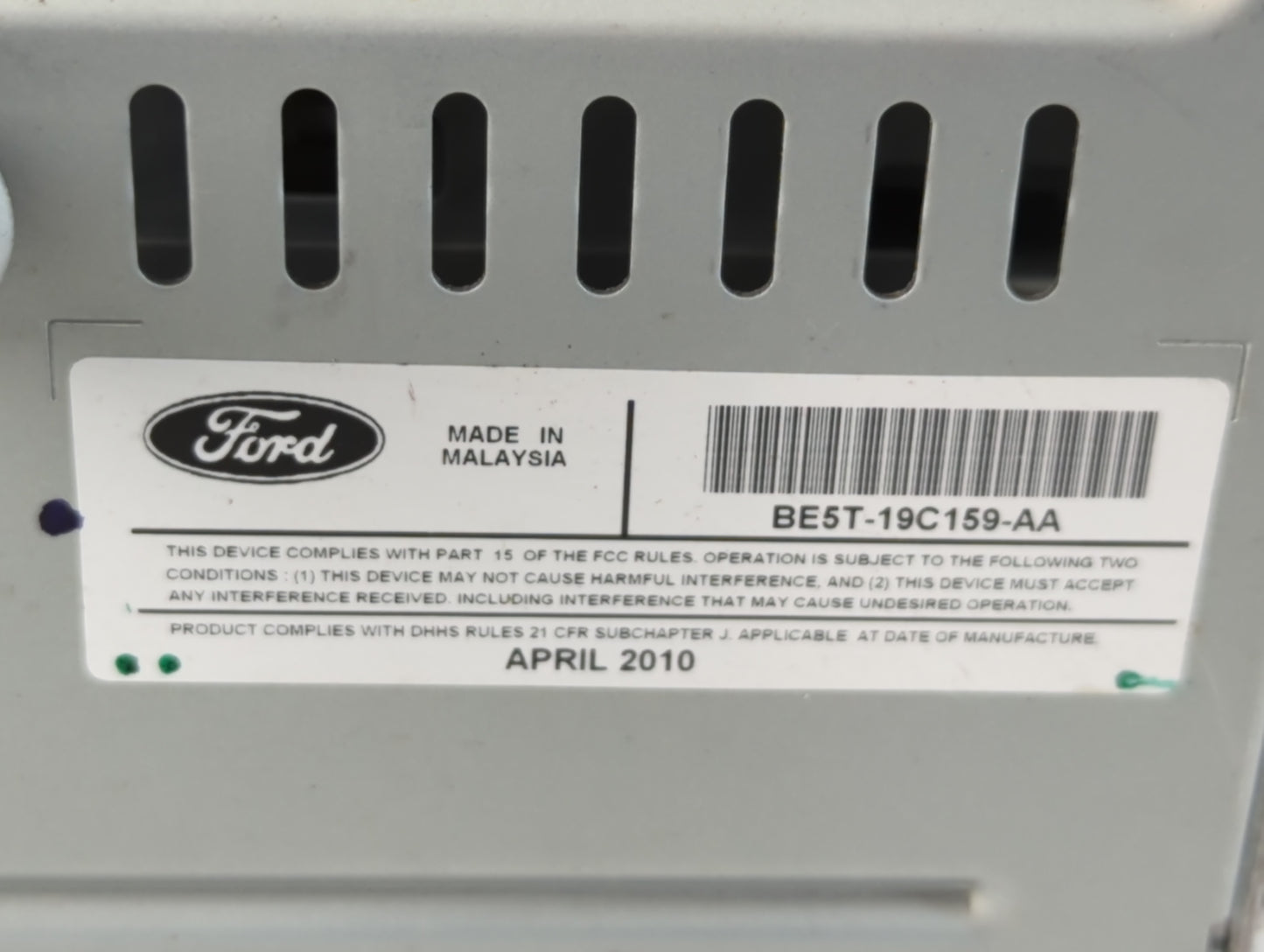 2010-2012 Ford Fusion Radio AM FM Cd Player Receiver Replacement P/N:BE5T-19C159-AA Fits Fits 2010 2011 2012 OEM Used Auto P