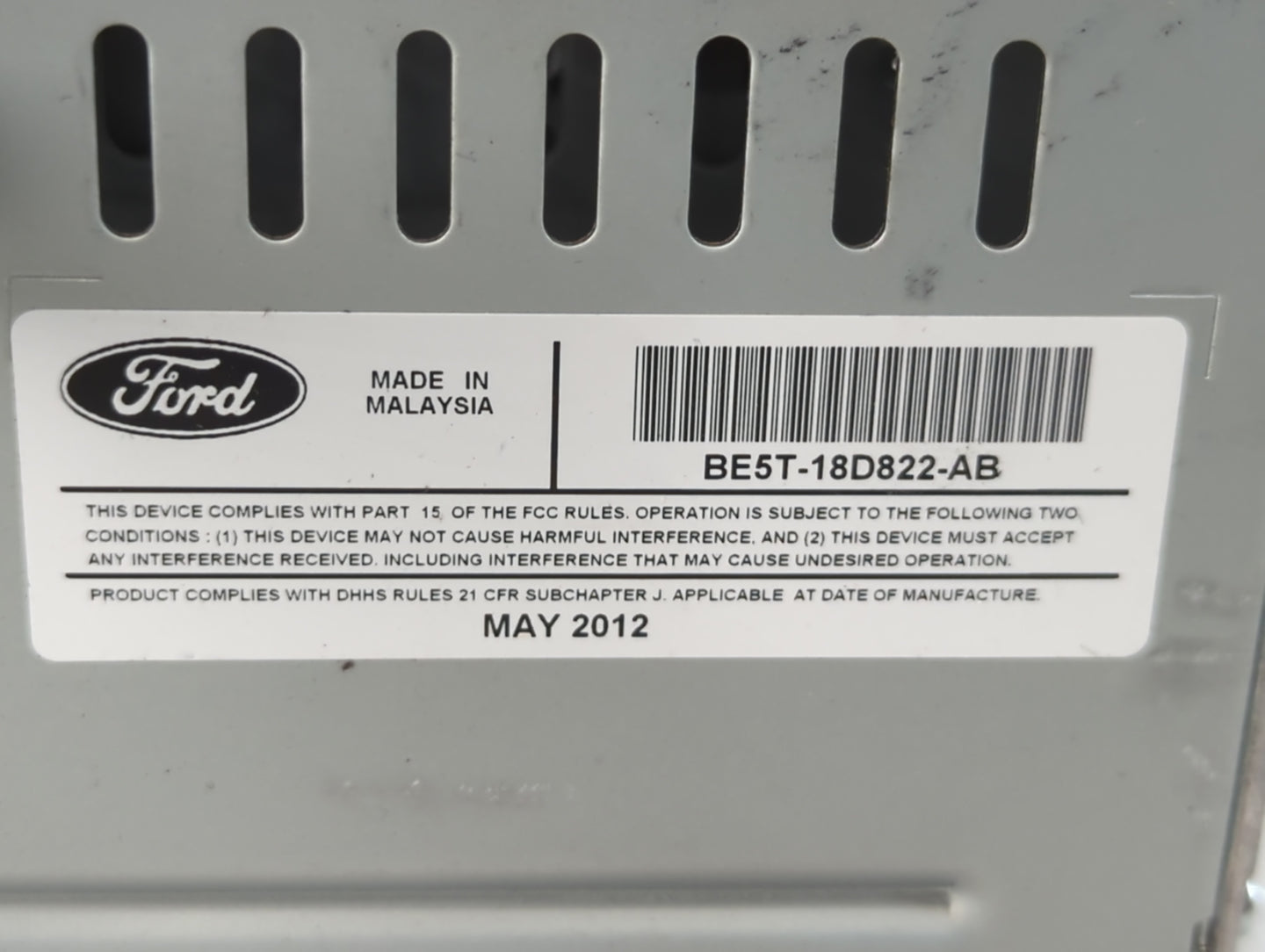 2011-2012 Ford Fusion Radio AM FM Cd Player Receiver Replacement P/N:BE5T-18D822-AB Fits Fits 2011 2012 OEM Used Auto Parts 