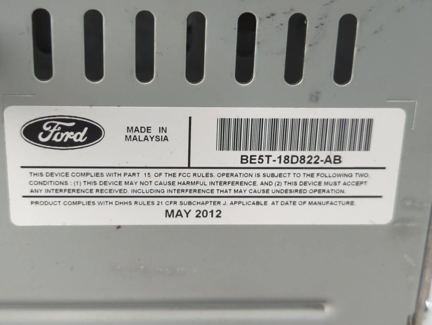 2011-2012 Ford Fusion Radio AM FM Cd Player Receiver Replacement P/N:BE5T-18D822-AB Fits Fits 2011 2012 OEM Used Auto Parts 
