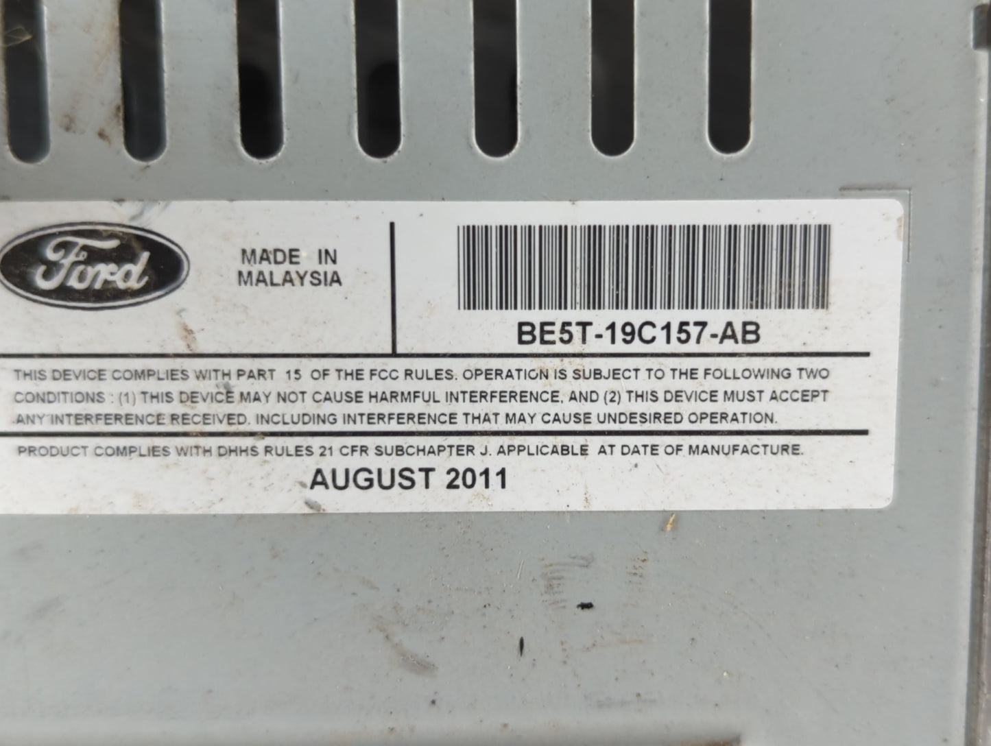 2012 Ford Fusion Radio AM FM Cd Player Receiver Replacement P/N:BE5T-19C157-AB Fits OEM Used Auto Parts - Oemusedautoparts1.