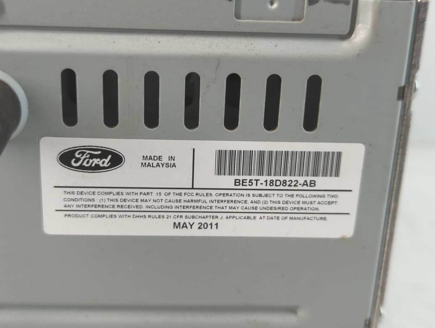 2011-2012 Ford Fusion Radio AM FM Cd Player Receiver Replacement P/N:BE5T-18D822-AB Fits Fits 2011 2012 OEM Used Auto Parts 