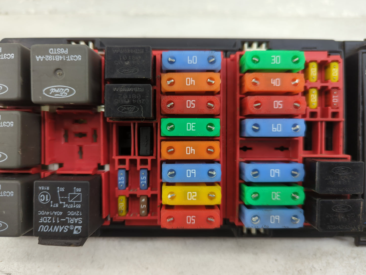 2012 Ford Mustang Fusebox Fuse Box Panel Relay Module P/N:5C3T-14B192-AA SARL-112DF, RE 1562-001 Fits OEM Used Auto Parts - 