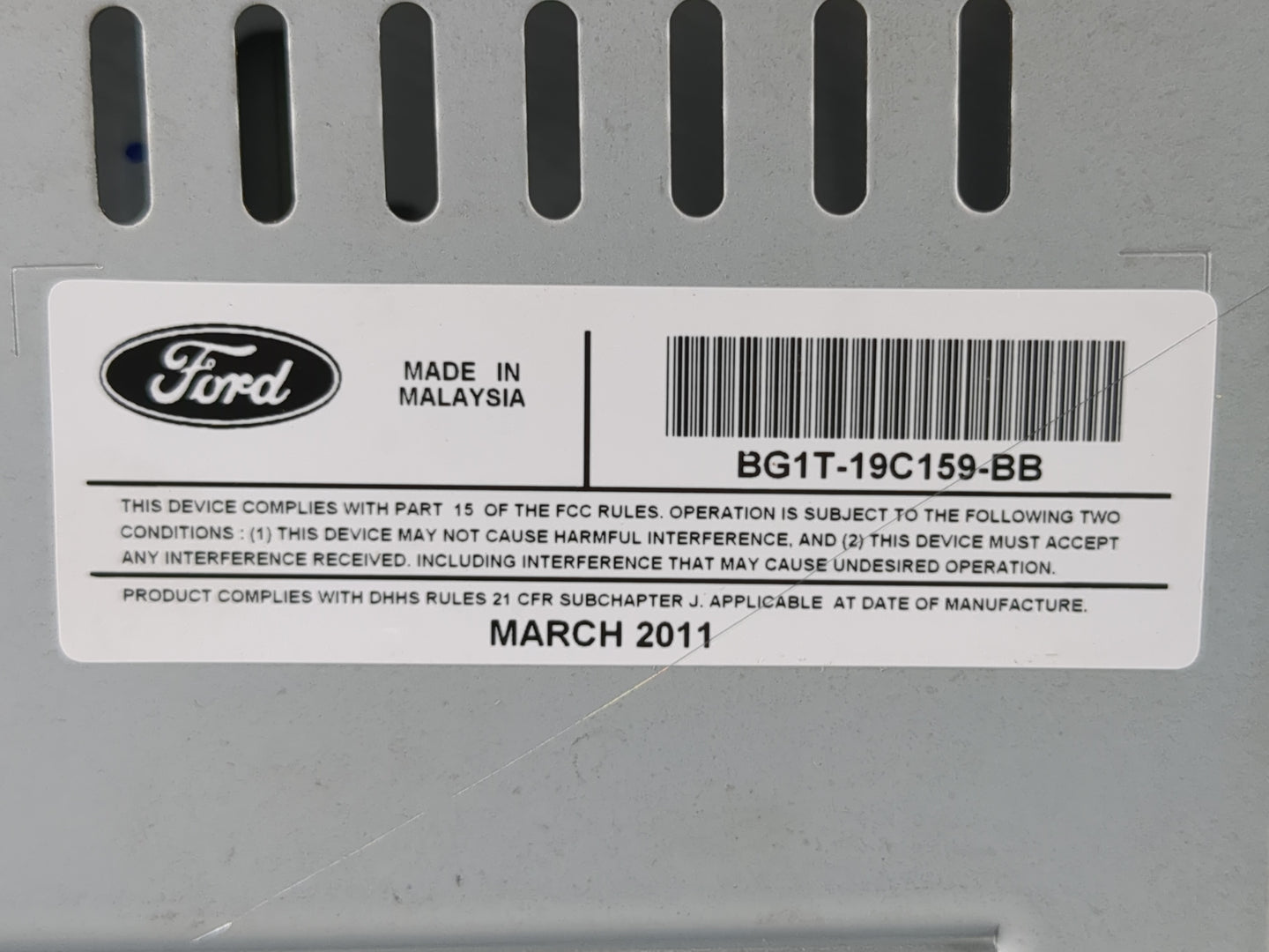 2011-2012 Ford Taurus Radio AM FM Cd Player Receiver Replacement P/N:BG1T-19C159-BB Fits Fits 2011 2012 OEM Used Auto Parts 
