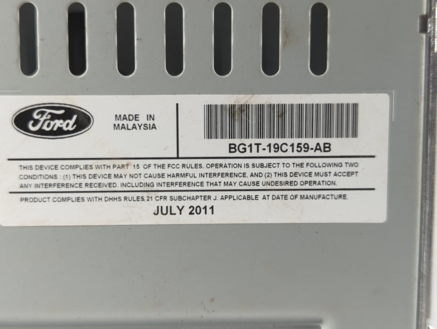2011-2012 Ford Taurus Radio AM FM Cd Player Receiver Replacement P/N:BG1T-19C159-AB Fits Fits 2011 2012 OEM Used Auto Parts 