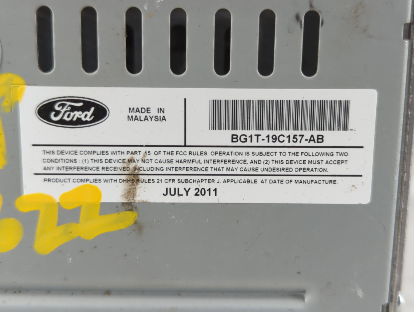 2012 Ford Taurus Radio AM FM Cd Player Receiver Replacement P/N:BG1T-19C157-AB Fits OEM Used Auto Parts - Oemusedautoparts1.