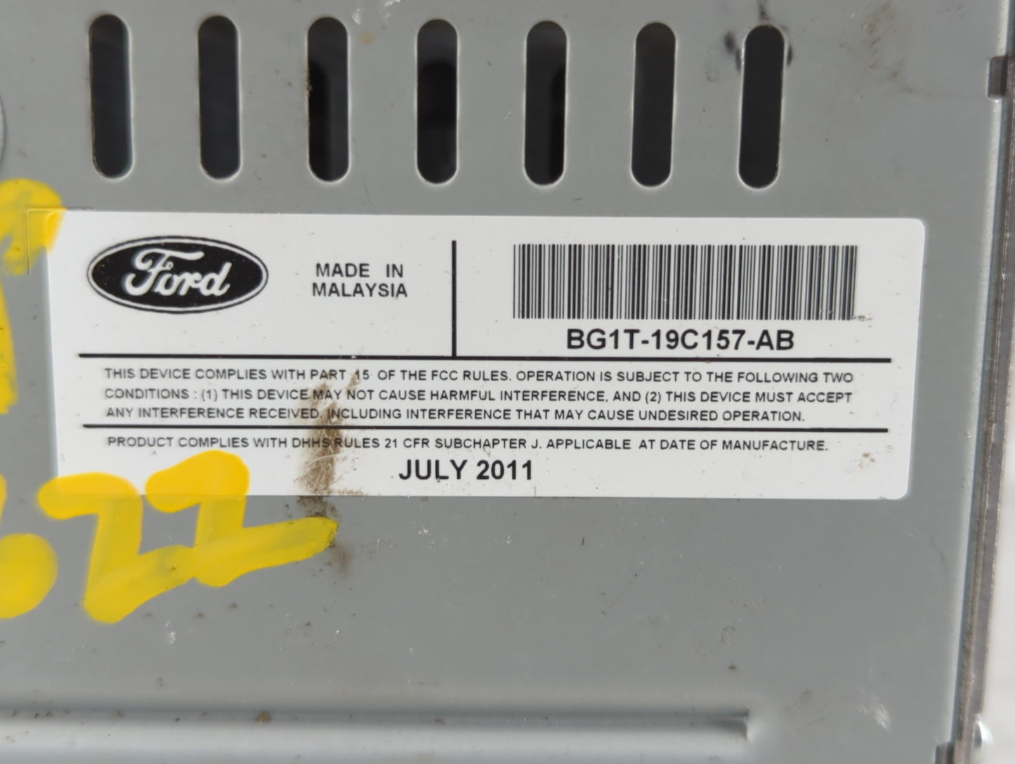 2012 Ford Taurus Radio AM FM Cd Player Receiver Replacement P/N:BG1T-19C157-AB Fits OEM Used Auto Parts - Oemusedautoparts1.