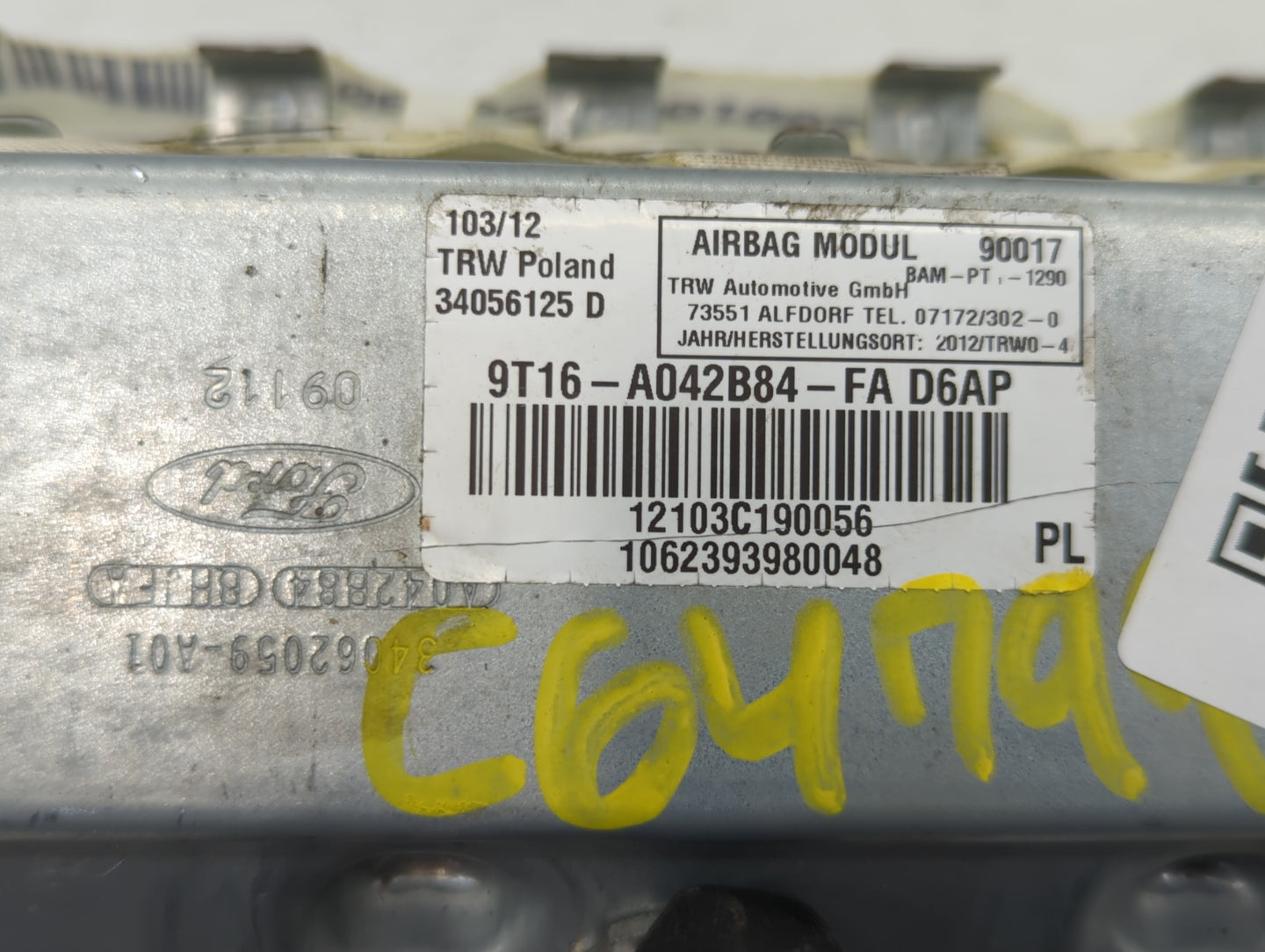2010-2013 Ford Transit Connect Air Bag Passenger Right Dashboard Oem - Oemusedautoparts1.com